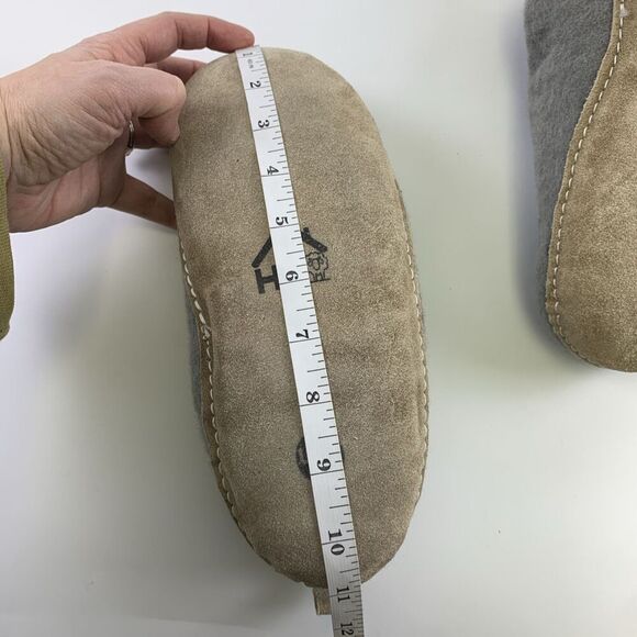 HAUSSIMPLE Natural Wool Cozy Indoor Slip On Slippers Gray Leather Sole Womens 10 - Picture 13 of 13